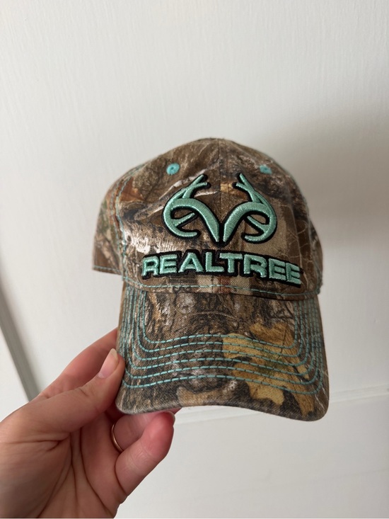 Realtree Accessories - Realtree Camouflage Cap with Teal Embroidered Logo